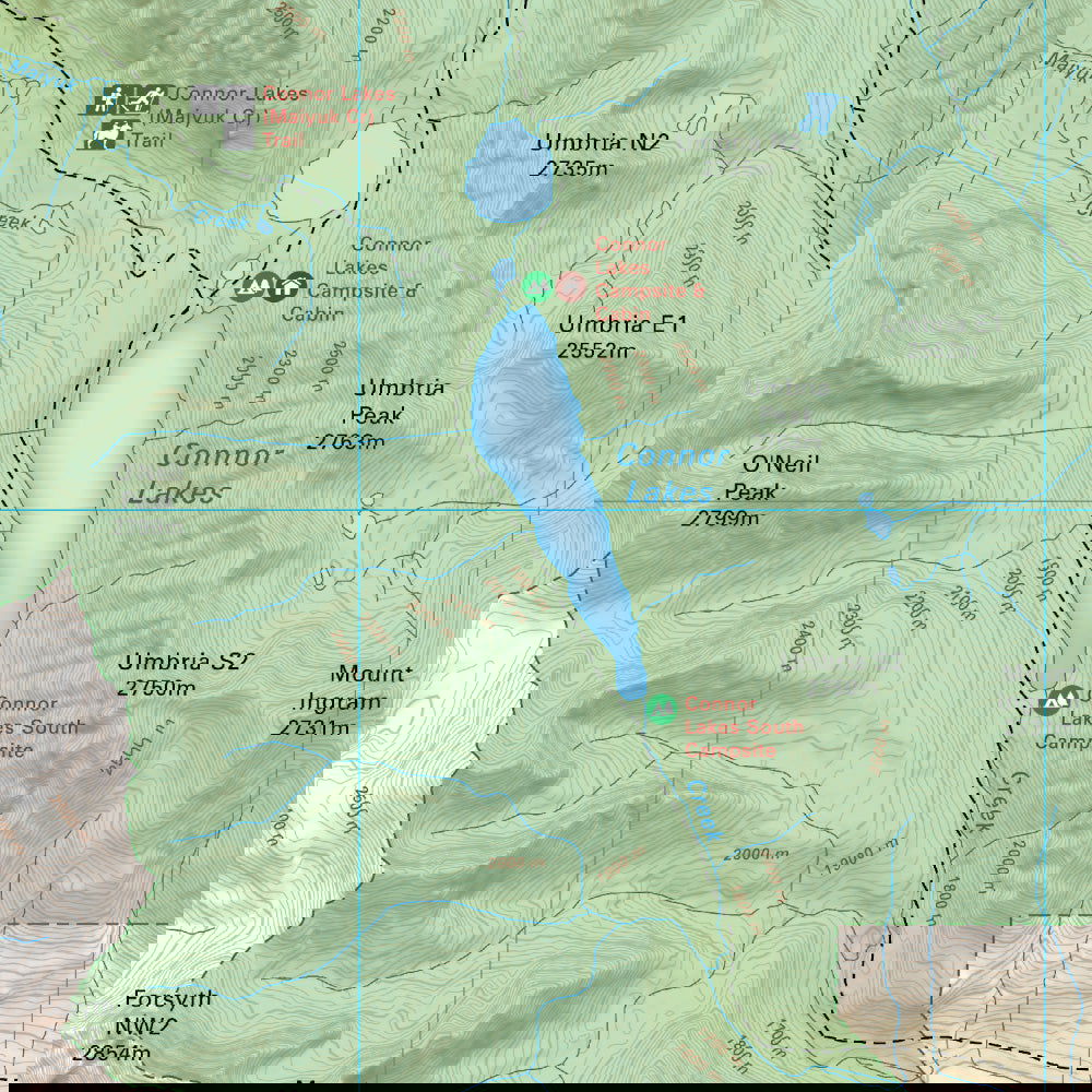 Connor Lakes (Height of the Rockies Provincial Park, BC) - Destination Map - Backroad Maps