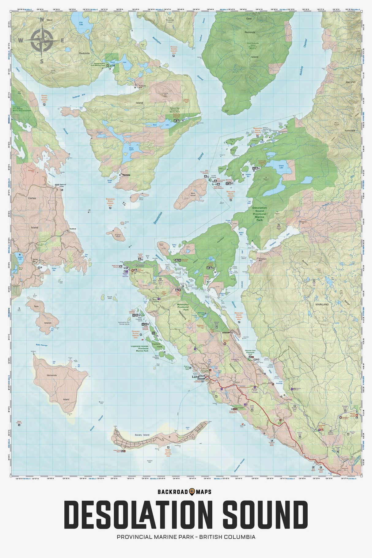 Desolation Sound Provincial Park BC - Wall Map - Backroad Maps