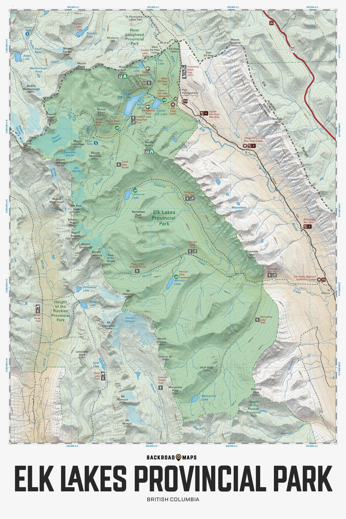 Elk Lakes Provincial Park BC - Wall Map - Backroad Maps