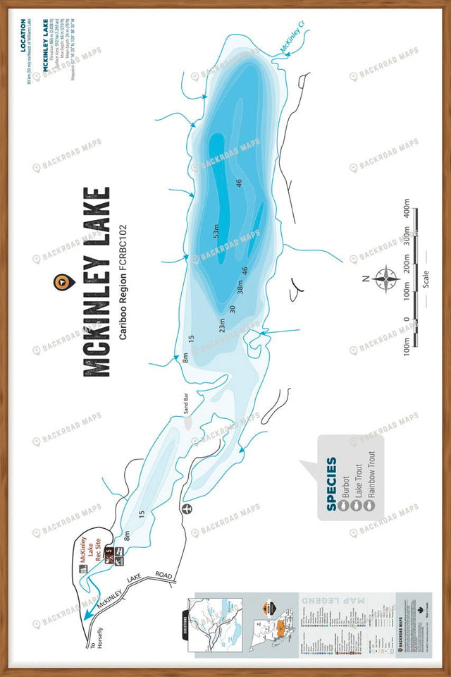 FCRBC102 McKinley Lake  - Wall Map - Backroad Maps