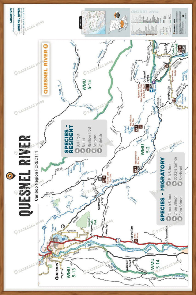 FCRBC111-112 Quesnel River  - Wall Map - Backroad Maps