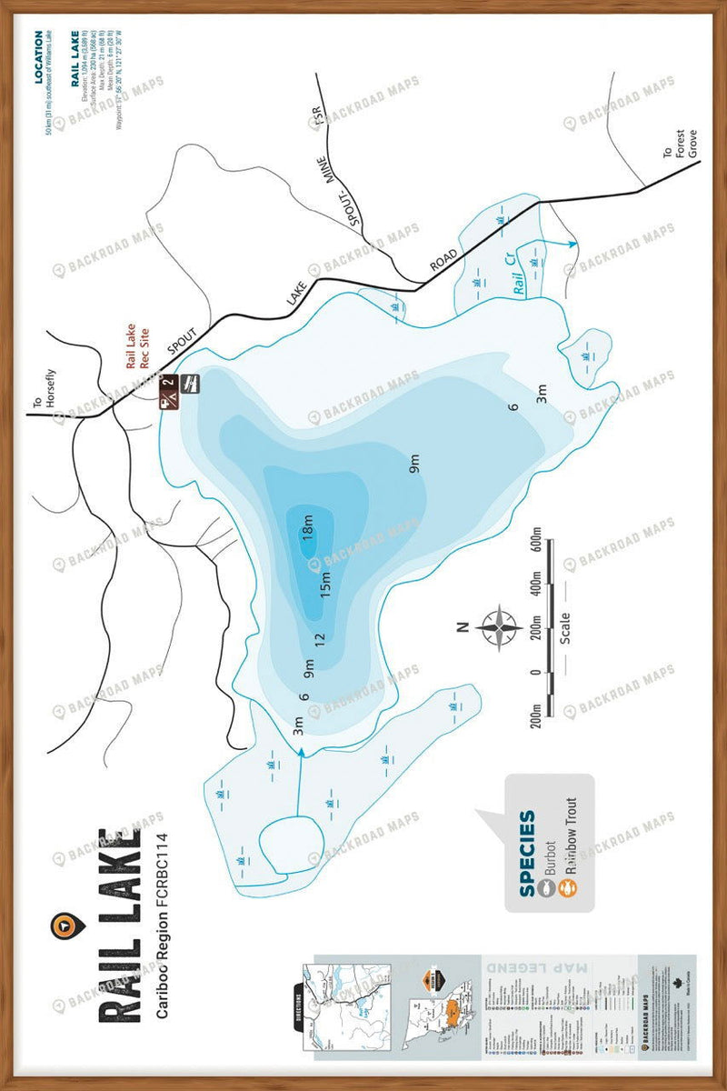 FCRBC114 Rail Lake - Wall Map – Backroad Maps