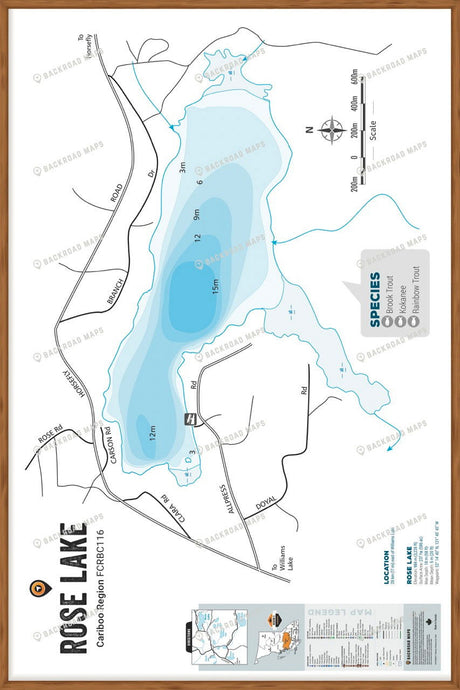 FCRBC116 Rose Lake  - Wall Map - Backroad Maps