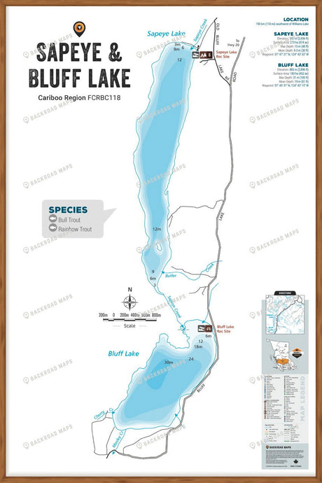 FCRBC118 Sapeye & Bluff  - Wall Map - Backroad Maps