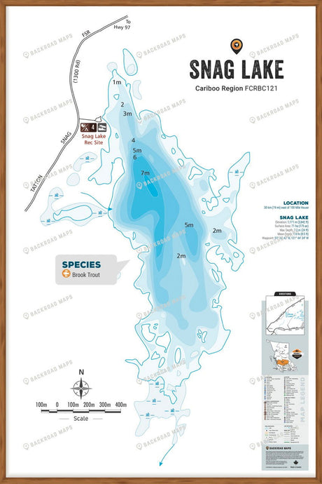 FCRBC121 Snag Lake  - Wall Map - Backroad Maps