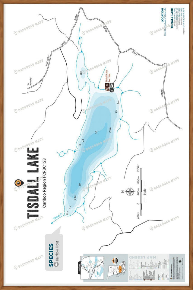 FCRBC128 Tisdall Lake  - Wall Map - Backroad Maps