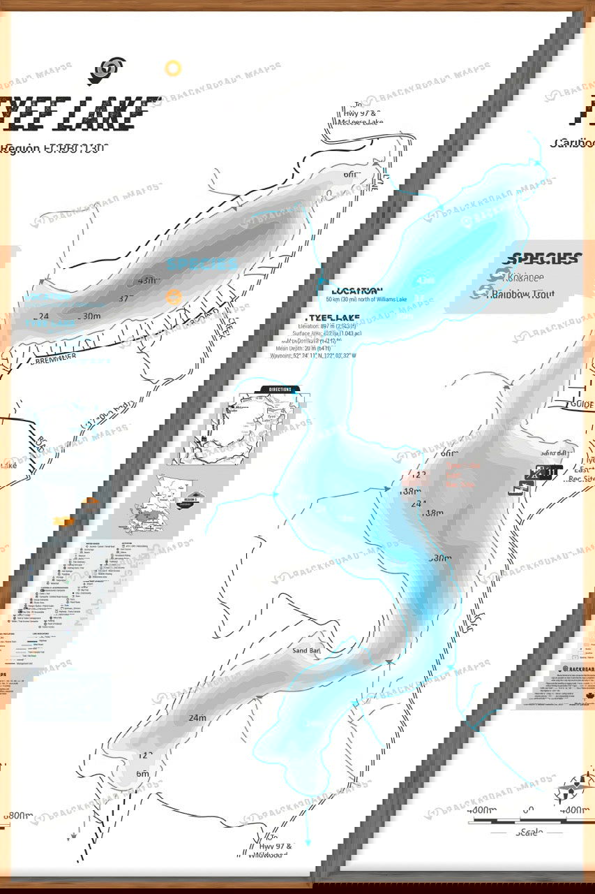 FCRBC130 Tyee Lake  - Wall Map - Backroad Maps