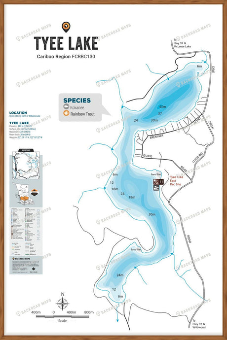 FCRBC130 Tyee Lake  - Wall Map - Backroad Maps
