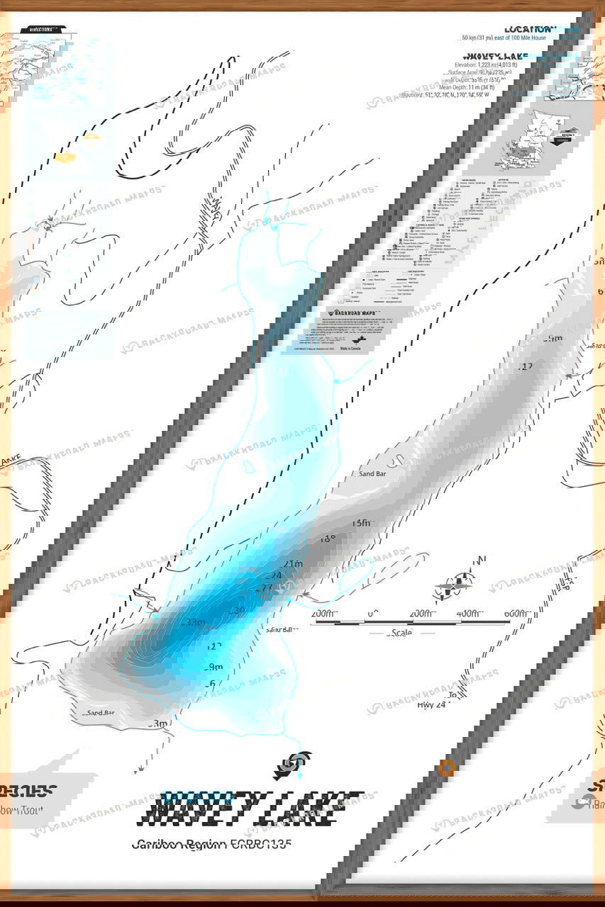FCRBC135 Wavey Lake  - Wall Map - Backroad Maps