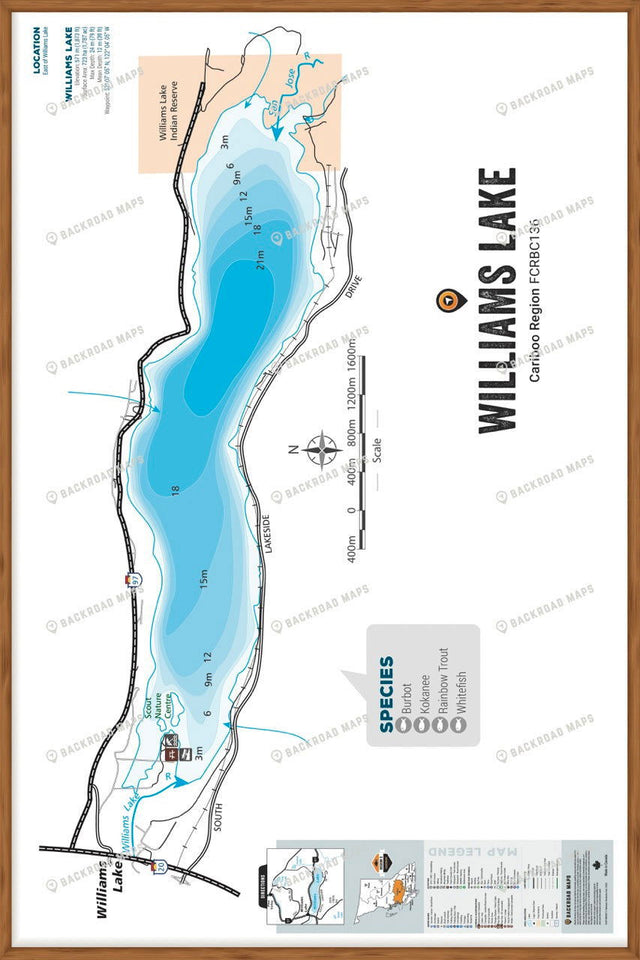 FCRBC136 Williams Lake  - Wall Map - Backroad Maps