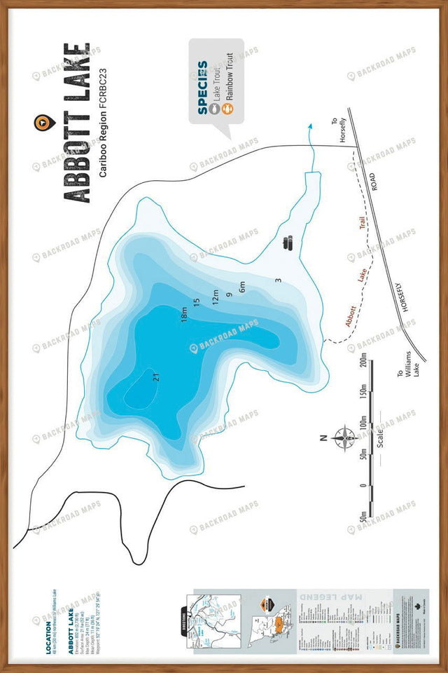 FCRBC23 Abbott Lake  - Wall Map - Backroad Maps