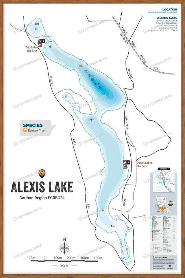 FCRBC24 Alexis Lake  - Wall Map - Backroad Maps