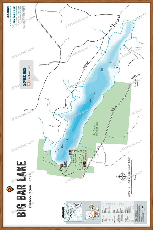 FCRBC28 Big Bar Lake  - Wall Map - Backroad Maps