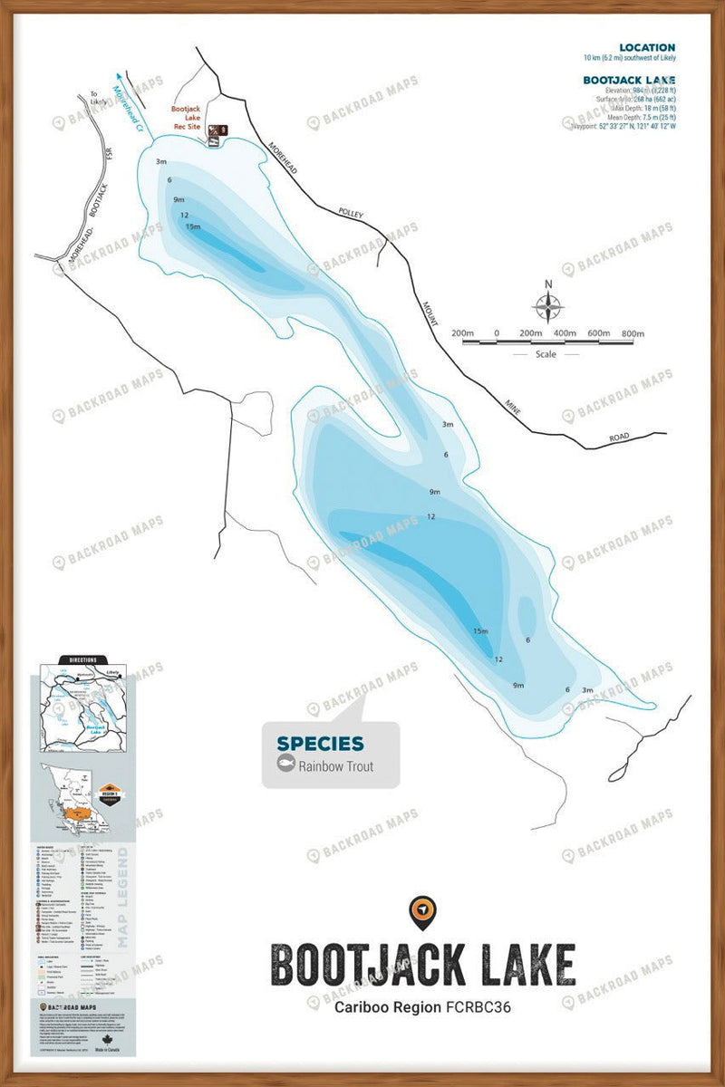 FCRBC36 Bootjack Lake - Wall Map – Backroad Maps