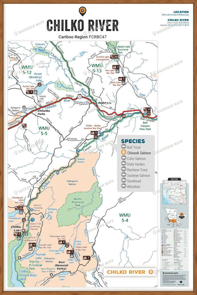 FCRBC47 Chilko River  - Wall Map - Backroad Maps