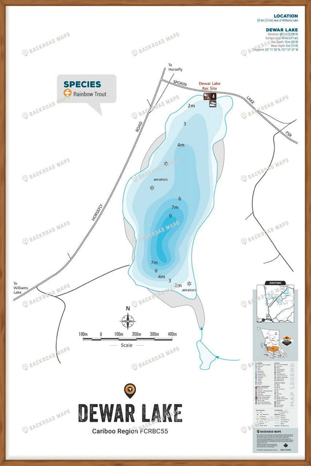FCRBC55 Dewar Lake  - Wall Map - Backroad Maps