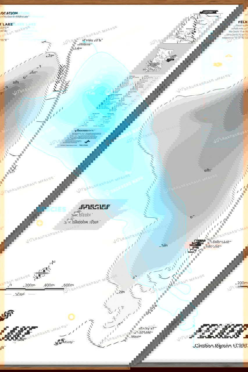 FCRBC68 Felker Lake  - Wall Map - Backroad Maps