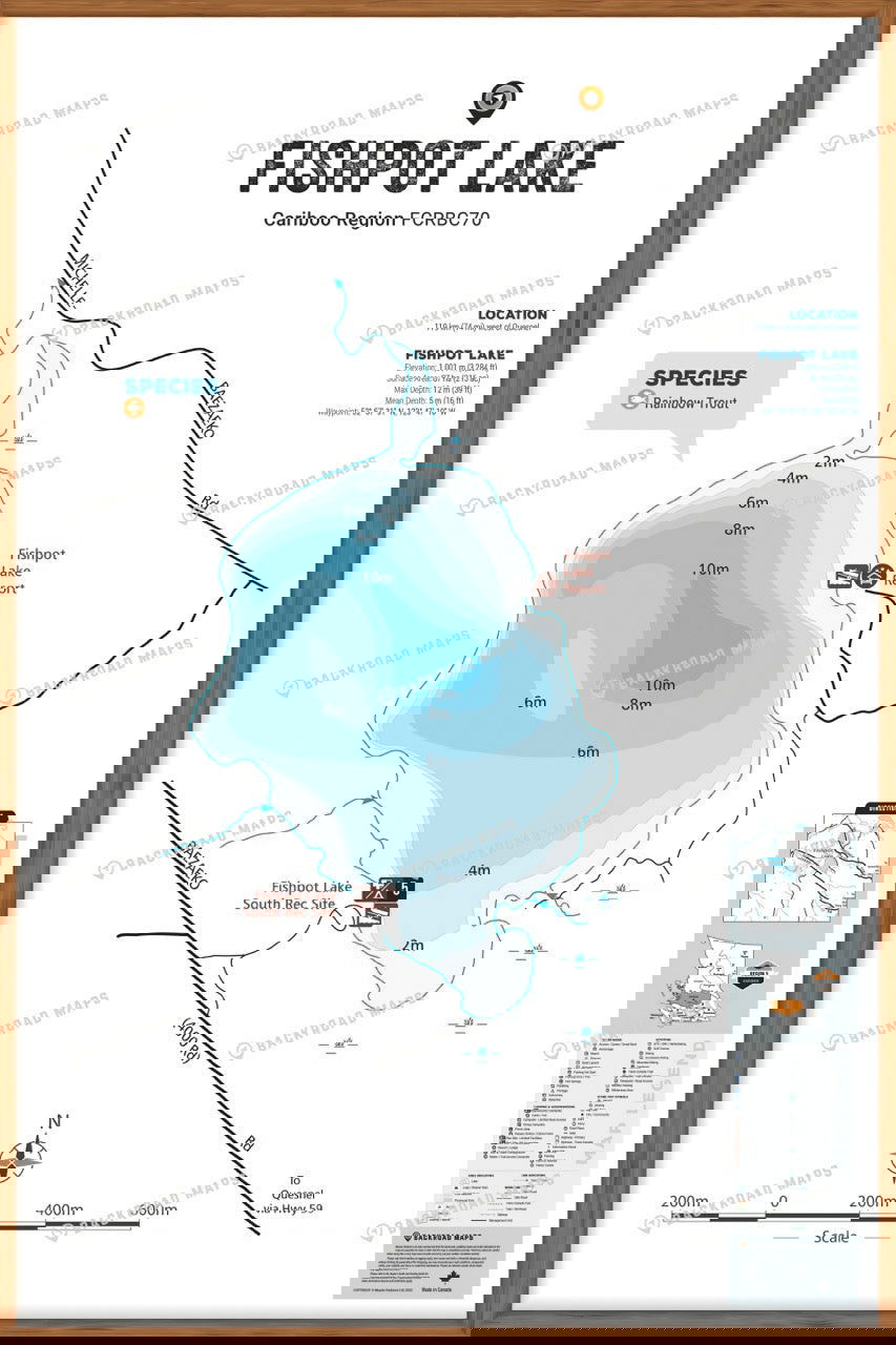 FCRBC70 Fishpot Lake  - Wall Map - Backroad Maps