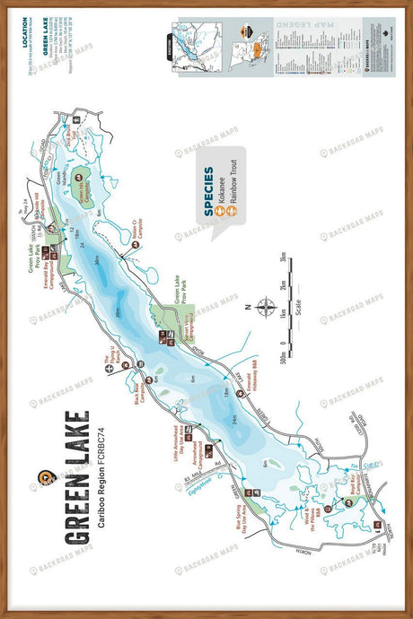 FCRBC74 Green Lake  - Wall Map - Backroad Maps