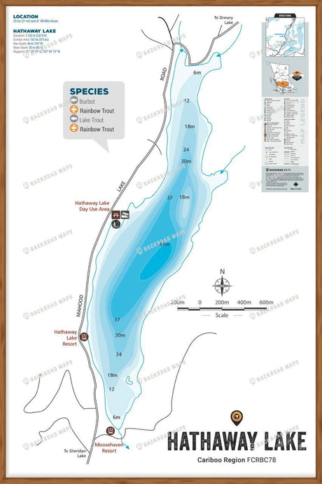 FCRBC78 Hathaway Lake  - Wall Map - Backroad Maps