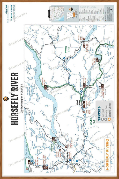 FCRBC85 Horsefly River  - Wall Map - Backroad Maps