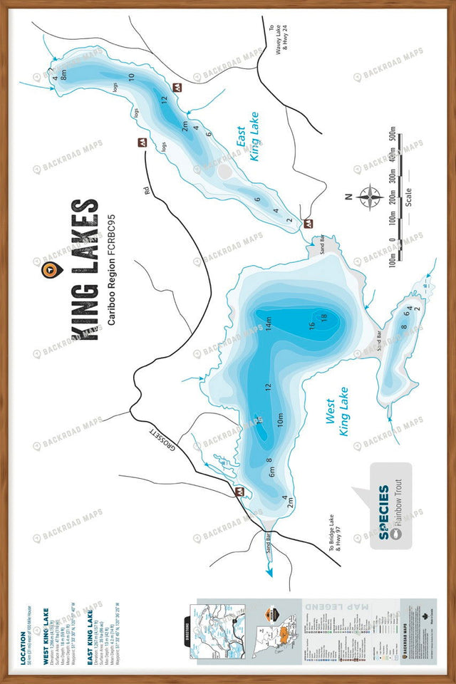 FCRBC95 King Lakes East & West  - Wall Map - Backroad Maps