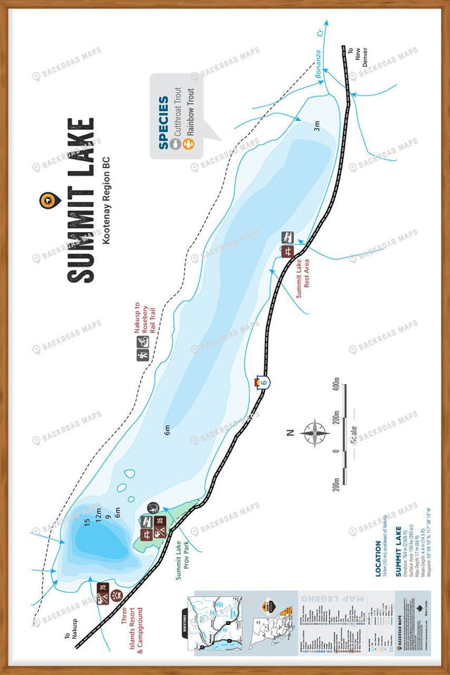 FKRBC101 Summit Lake - Nakusp - Wall Map - Backroad Maps