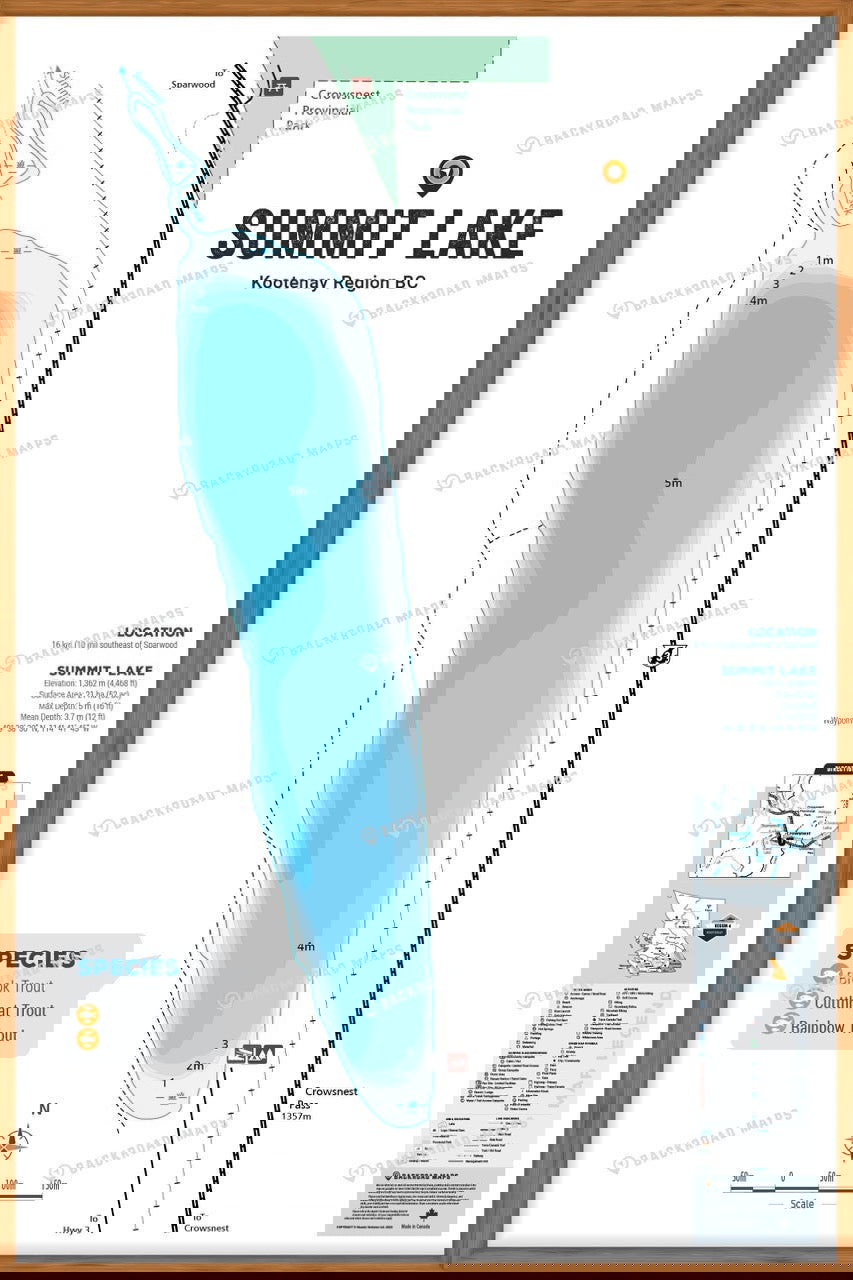 FKRBC103 Summit Lake - Sparwood/Crowsnest Pass - Wall Map - Backroad Maps