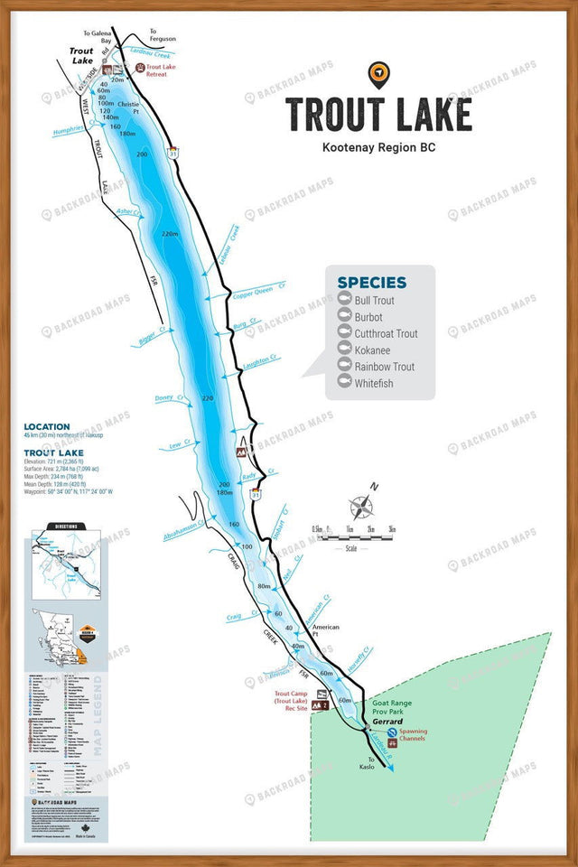 FKRBC107 Trout Lake - Wall Map - Backroad Maps