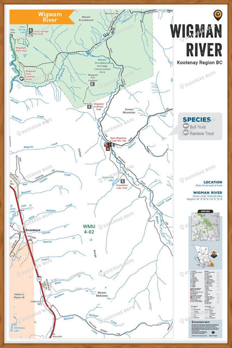 FKRBC116 Wigwam River - Wall Map - Backroad Maps