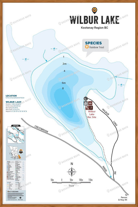 FKRBC117 Wilbur Lake - Wall Map - Backroad Maps