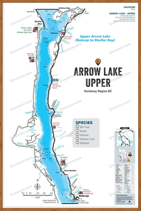 FKRBC22 Arrow Lake - Upper - Wall Map - Backroad Maps