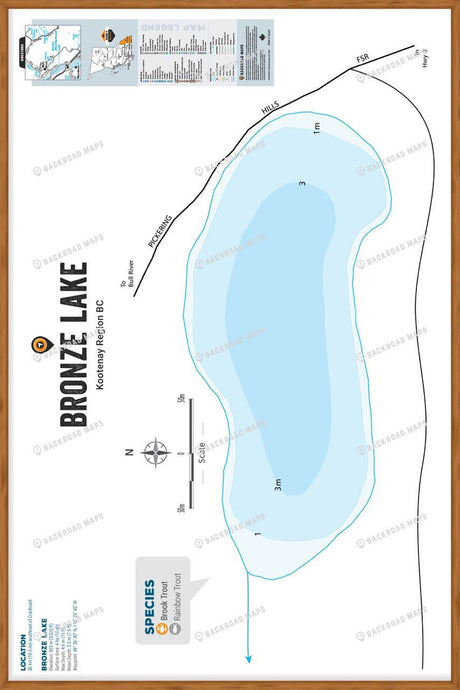 FKRBC34 Bronze Lake - Wall Map - Backroad Maps