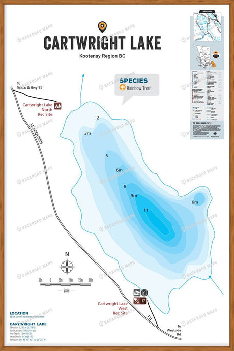 FKRBC39 Cartwright Lake - Wall Map - Backroad Maps