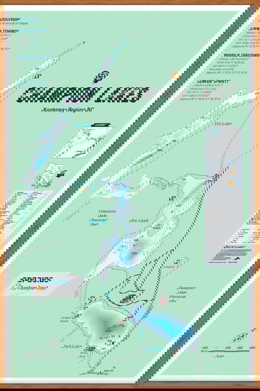 FKRBC40 Champion Lakes - Wall Map - Backroad Maps