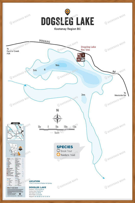 FKRBC51 Dogsleg Lake - Wall Map - Backroad Maps