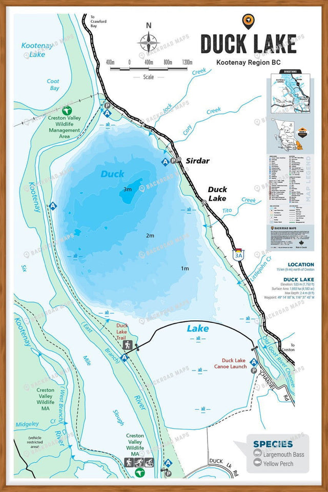 FKRBC52 Duck Lake - Wall Map - Backroad Maps