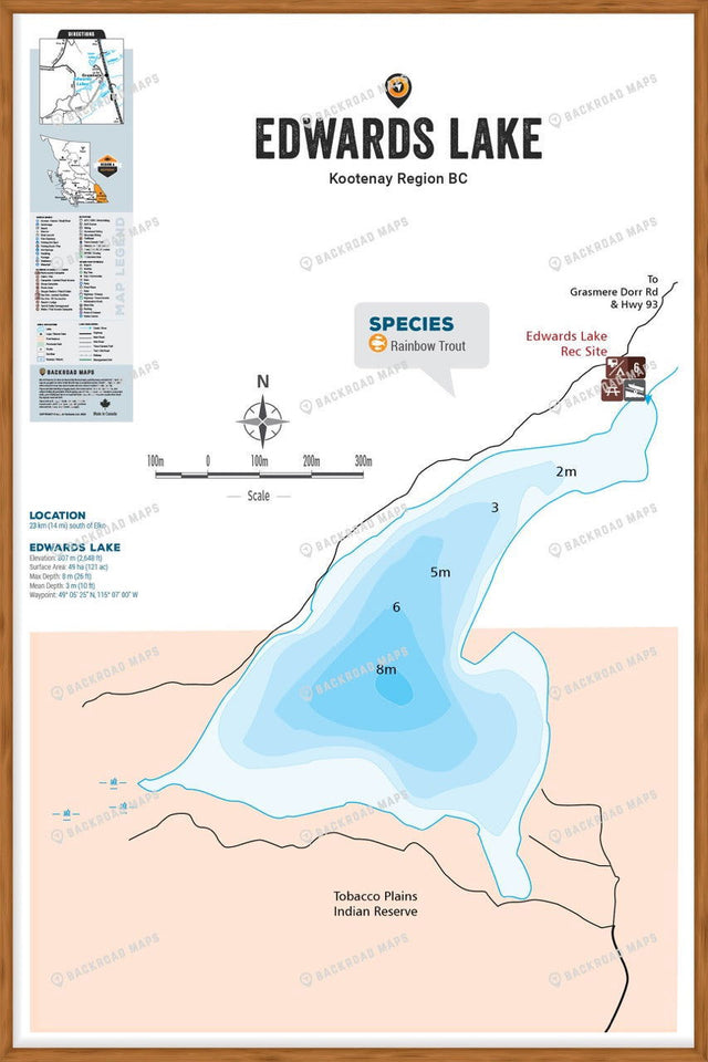FKRBC55 Edwards Lake - Wall Map - Backroad Maps