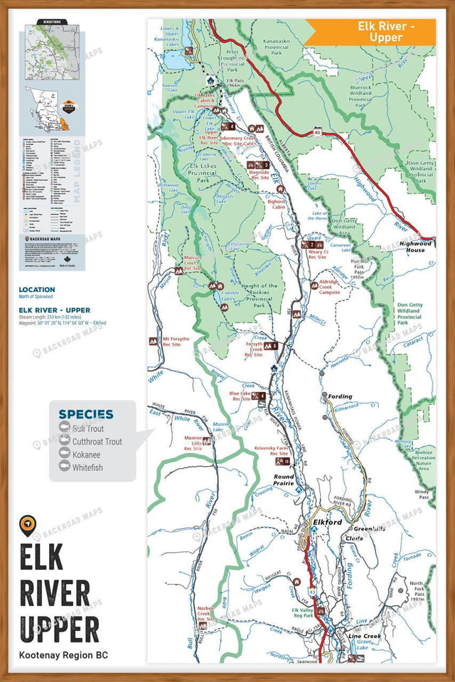 FKRBC56 Elk River - Upper - Wall Map - Backroad Maps