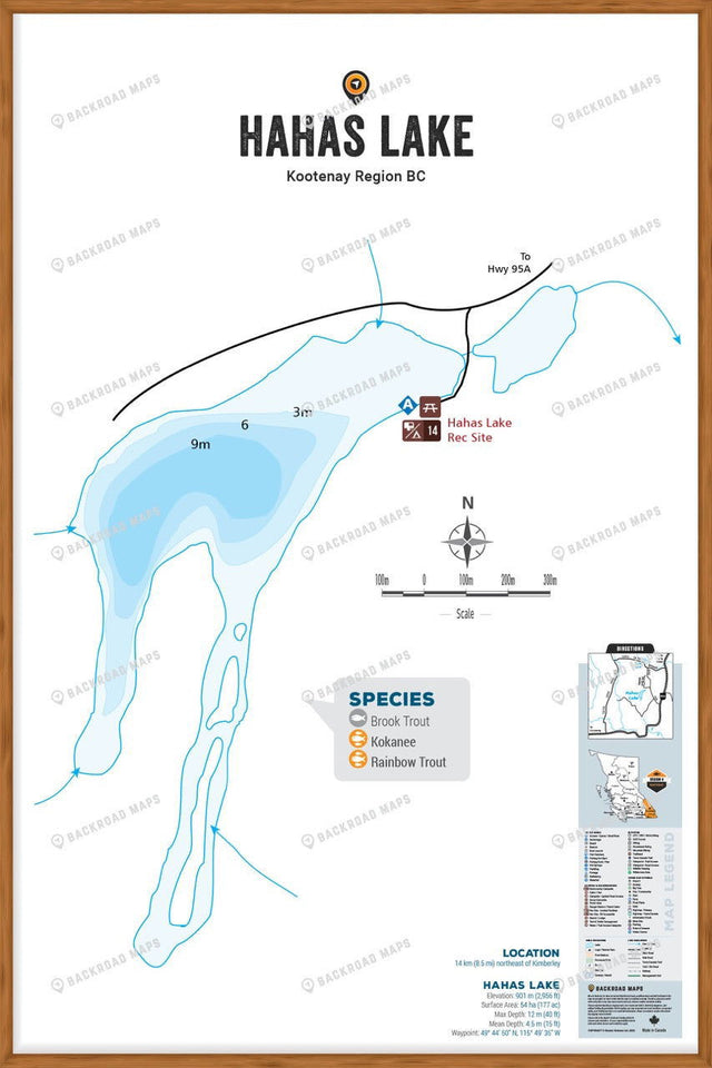 FKRBC61 Hahas Lake - Wall Map - Backroad Maps