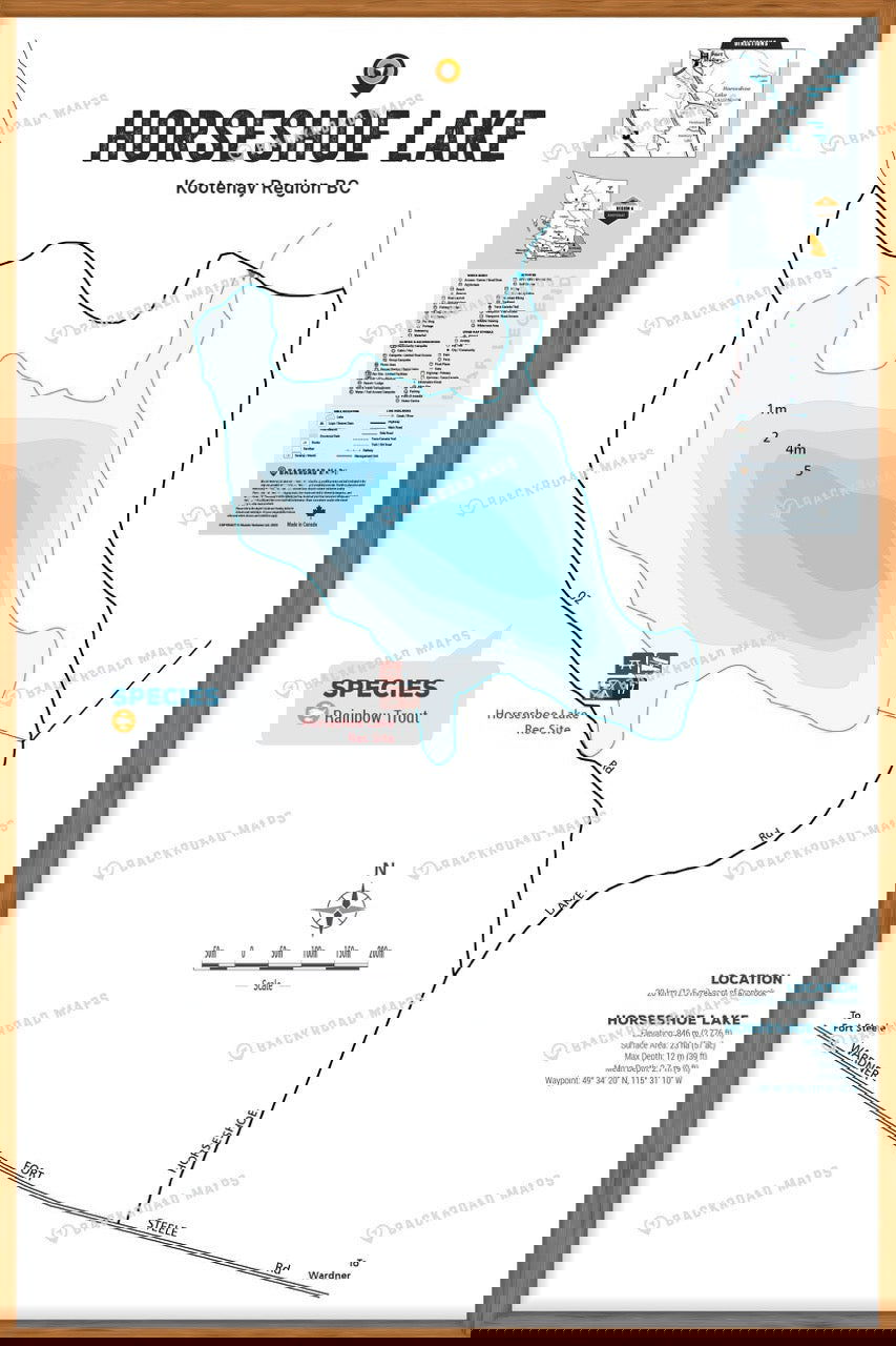 FKRBC64 Horseshoe Lake - Wall Map - Backroad Maps