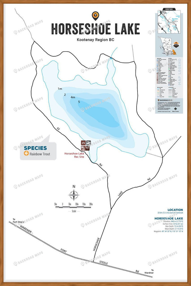 FKRBC64 Horseshoe Lake - Wall Map - Backroad Maps