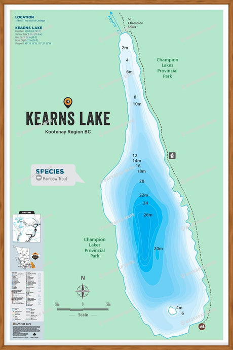 FKRBC66 Kearns Lake - Wall Map - Backroad Maps