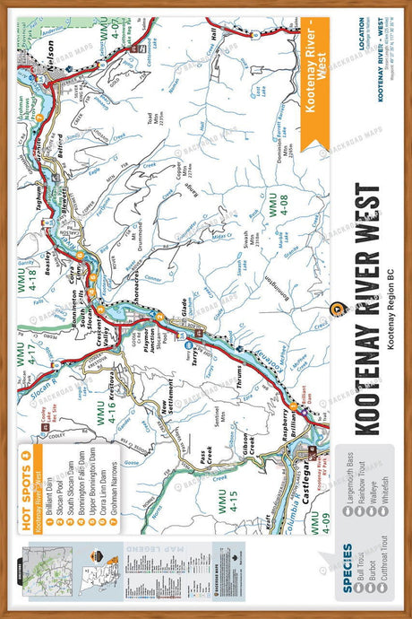 FKRBC70 Kootenay River - West - Wall Map - Backroad Maps
