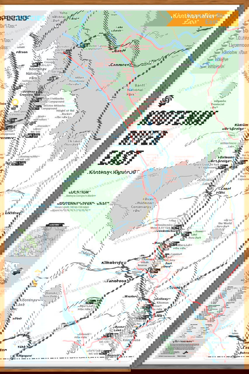 FKRBC71 Kootenay River - East - Wall Map - Backroad Maps
