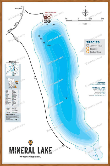 FKRBC82 Mineral Lake - Wall Map - Backroad Maps