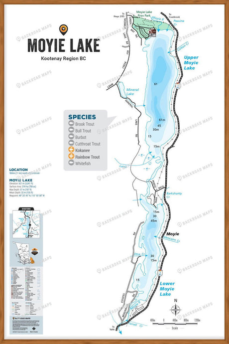 FKRBC85 Moyie Lake - Wall Map - Backroad Maps