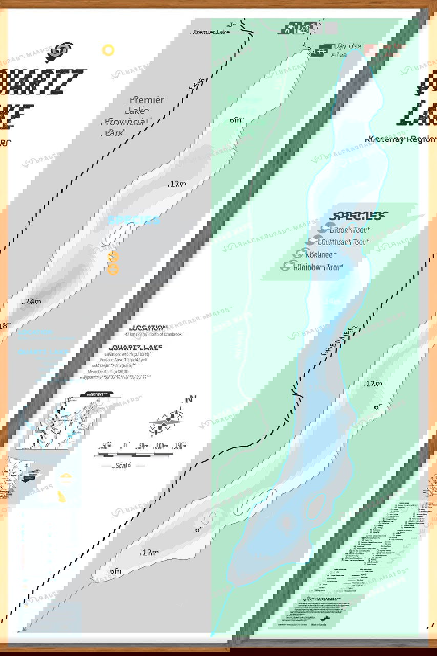FKRBC92 Quartz Lake - Wall Map - Backroad Maps