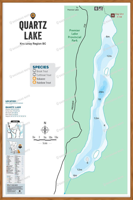 FKRBC92 Quartz Lake - Wall Map - Backroad Maps