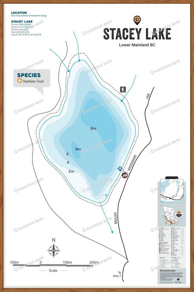 FLMBC101 Stacey Lake - Wall Map - Backroad Maps